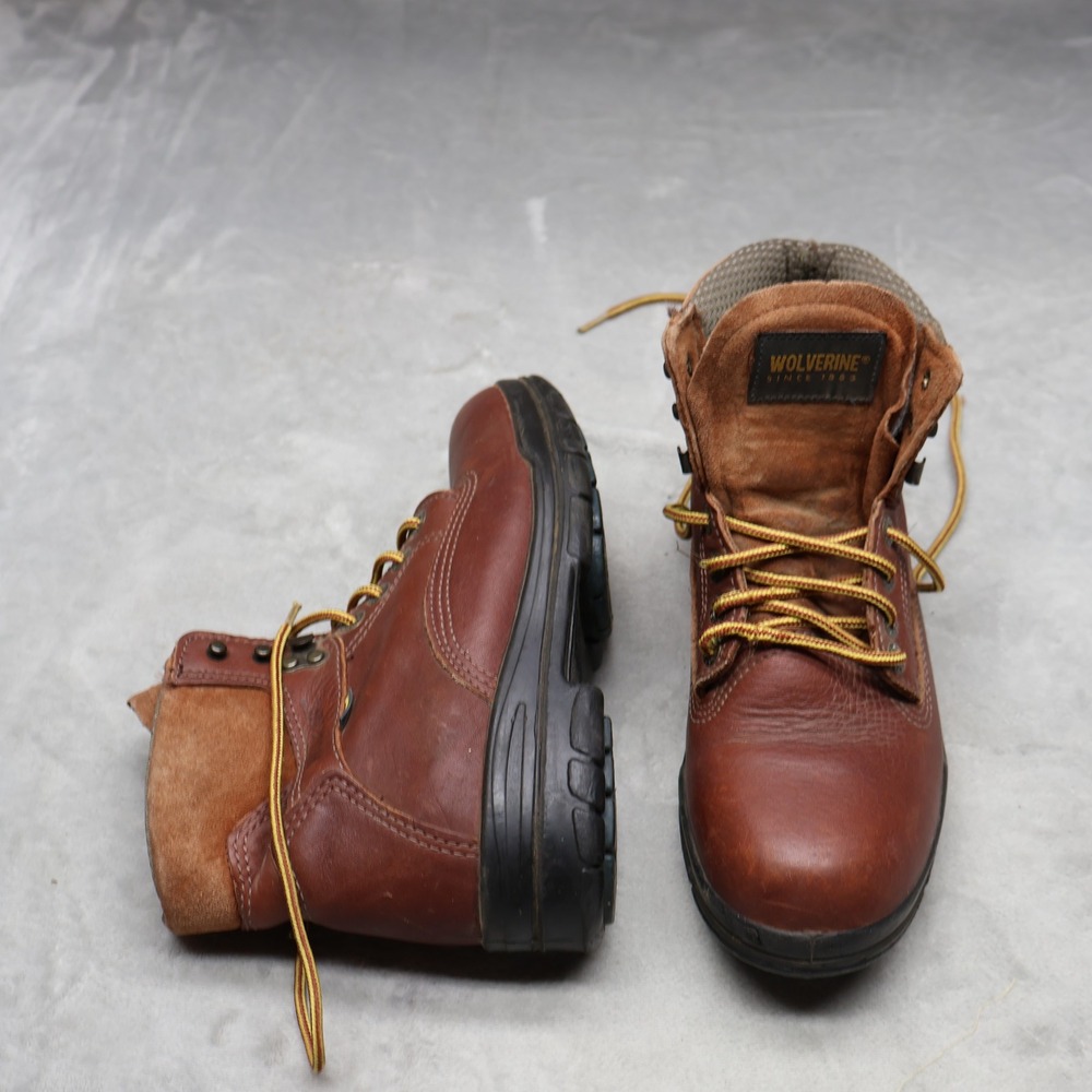 Wolverine Womens 7.5M Boots Brown Ankle Work Leather Slip Resistant Soft Toe USA